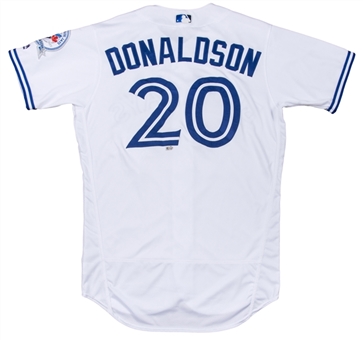 2016 Josh Donaldson Game Used Toronto Blue Jays Home Jersey Photo Matched To 4/8/2016 For Career Grand Slam #2 (MLB Authenticated & Resolution Photomatching)